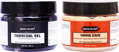 Sheer Secret Charcoal Gel 300ml and Papaya Scrub 300ml(2 Items in the set)