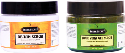 Sheer Secret De-tan Scrub 300ml and Aloe vera Scrub 300ml(2 Items in the set)