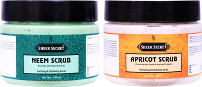 Sheer Secret Neem Scrub 300ml and Apricot Scrub 300ml Scrub(600 ml)