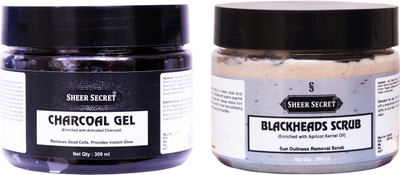 Sheer Secret Charcoal Gel 300ml and Blackhead Scrub 300ml(2 Items in the set)