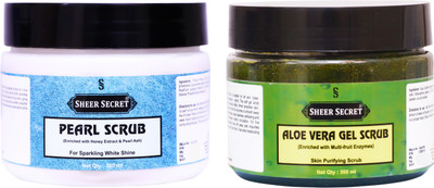 Sheer Secret Pearl Scrub 300ml and Aloe vera Scrub 300ml Scrub(600 ml)
