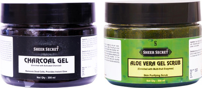 Sheer Secret Charcoal Gel 300ml and Aloe vera Scrub 300ml(2 Items in the set)