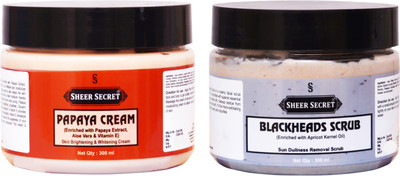 Sheer Secret PAPAYA CREAM 300ML and BLACKHEADS SCRUB 300ML(2 Items in the set)