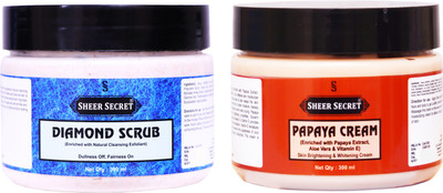 Sheer Secret Diamond Scrub 300ml and Papaya Cream 300ml(2 Items in the set)