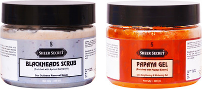 Sheer Secret PAPAYA GEL 300ML and BLACKHEADS SCRUB 300ML(2 Items in the set)