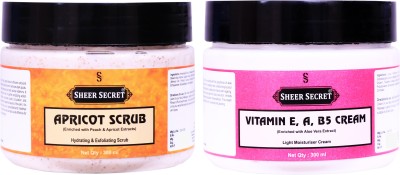 Sheer Secret Apricot Scrub 300ml and Vitamin-e Cream 300ml(2 Items in the set)