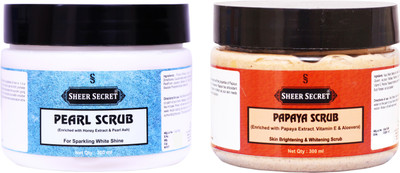 Sheer Secret Pearl Scrub 300ml and Papaya Scrub 300ml Scrub(600 ml)