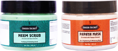 Sheer Secret Neem Scrub 300ml and Papaya Mask 300ml(2 Items in the set)