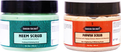 Sheer Secret Neem Scrub 300ml and Papaya Scrub 300ml Scrub(600 ml)