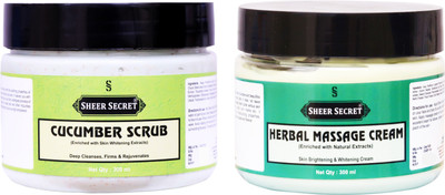 Sheer Secret Cucumber Scrub 300ml and Herbal Massage Cream 300ml(2 Items in the set)