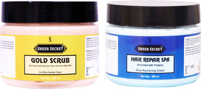 Sheer Secret Gold Scrub 300ml and Hair Spa 300ml(2 Items in the set)