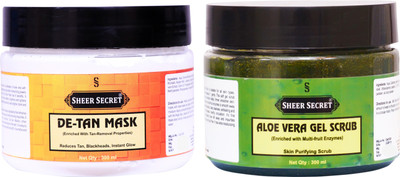 Sheer Secret De-tan Mask 300ml and Aloe vera Scrub 300ml(2 Items in the set)