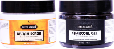 Sheer Secret De-tan Scrub 300ml and Charcoal Gel 300ml(2 Items in the set)