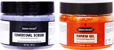 Sheer Secret Charcoal Scrub 300ml and Papaya Gel 300ml(2 Items in the set)