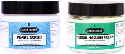 Sheer Secret Pearl Scrub 300ml and Herbal Massage Cream 300ml(2 Items in the set)