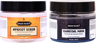 Sheer Secret Apricot Scrub 300ml and Charcoal Mask 300ml(2 Items in the set)