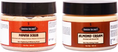 Sheer Secret PAPAYA SCRUB 300ML and ALMOND CREAM 300ML(2 Items in the set)