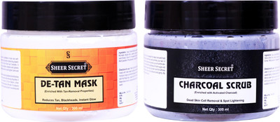 Sheer Secret De-tan Mask 300ml and Charcoal Scrub 300ml(2 Items in the set)