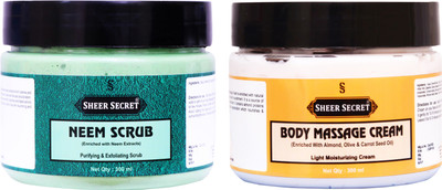 Sheer Secret Neem Scrub 300ml and Body Massage Cream 300ml(2 Items in the set)