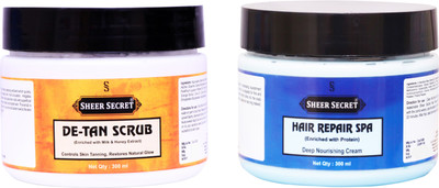 Sheer Secret De-tan Scrub 300ml and Hair Spa 300ml(2 Items in the set)