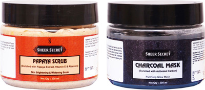 Sheer Secret PAPAYA SCRUB 300ML and CHARCOAL MASK 300ML(2 Items in the set)
