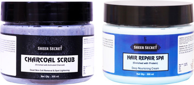 Sheer Secret Charcoal Scrub 300ml and Hair Spa 300ml(2 Items in the set)