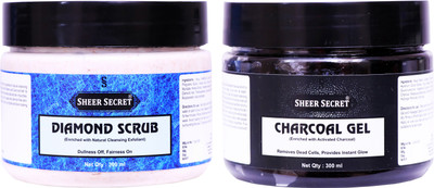 Sheer Secret Diamond Scrub 300ml and Charcoal Gel 300ml(2 Items in the set)