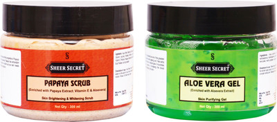 Sheer Secret PAPAYA SCRUB 300ML and ALOE VERA GEL 300ML(2 Items in the set)