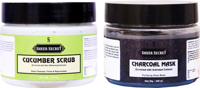 Sheer Secret Cucumber Scrub 300ml and Charcoal Mask 300ml(2 Items in the set)