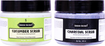 Sheer Secret Cucumber Scrub 300ml and Charcoal Scrub 300ml Scrub(600 ml)