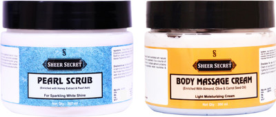 Sheer Secret Pearl Scrub 300ml and Body Massage Cream 300ml(2 Items in the set)