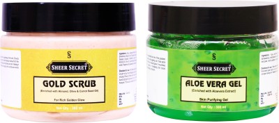 Sheer Secret Gold Scrub 300ml and Aloe vera Gel 300ml(2 Items in the set)