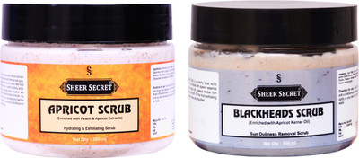 Sheer Secret Apricot Scrub 300ml and Blackhead Scrub 300ml Scrub(600 ml)