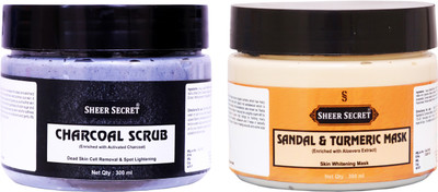 Sheer Secret Charcoal Scrub 300ml and Sandal Mask 300ml(2 Items in the set)