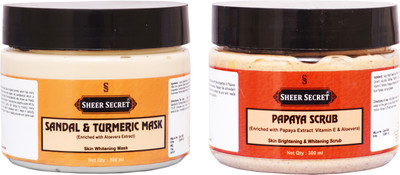 Sheer Secret SANDAL & TURMERIC MASK 300ML and PAPAYA SCRUB 300ML(2 Items in the set)