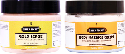 Sheer Secret Gold Scrub 300ml and Body Massage Cream 300ml(2 Items in the set)