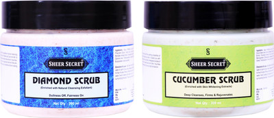 Sheer Secret Diamond Scrub 300ml and Cucumber Scrub 300ml Scrub(600 ml)