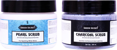 Sheer Secret Pearl Scrub 300ml and Charcoal Scrub 300ml Scrub(600 ml)