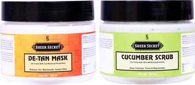 Sheer Secret De-tan Mask 300ml and Cucumber Scrub 300ml(2 Items in the set)
