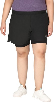 CHKOKKO Solid Women Black Sports Shorts