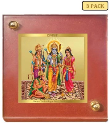 DIVINITI Ram Darbar God Idol Photo Frame |MDF 1B Wooden Frame 24K Gold Plated Foil 3 PacK Decorative Showpiece  -  13 cm(Gold Plated, Brown)