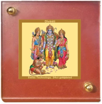 DIVINITI Ram Darbar God Idol PhotoFrame Car, MDF 1B Wooden Frame 24K GoldPlated Foil 10PK Decorative Showpiece  -  20 cm(Gold Plated, Brown)