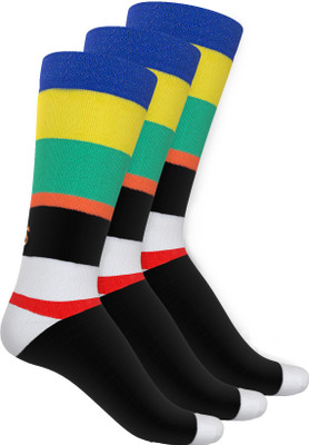 TalkingSox Men & Women Color Block Calf Length(Pack of 3)