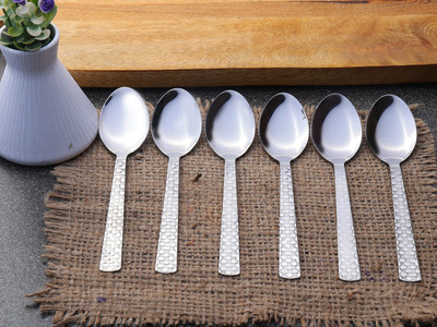ZEVORA Stainless Steel Dinner Spoon/Table Spoon Set Length 16cm (Medium, Set of 6) Stainless Steel Table Spoon Set(Pack of 6)