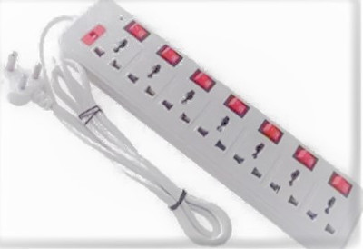 D-DEVOX SB-7 Socket Extension Board With 3M Long Wire Fuse LED 7  Socket Extension Boards(White, Red, 3 m)