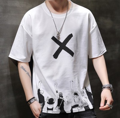 Lieo Trend Printed Men Round Neck White T-Shirt