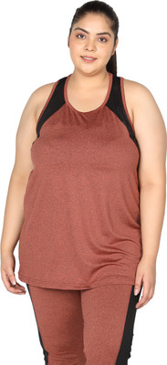 CHKOKKO Casual Color Block Women Brown Top
