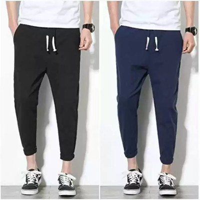 shopfast Solid Men Black, Blue Track Pants
