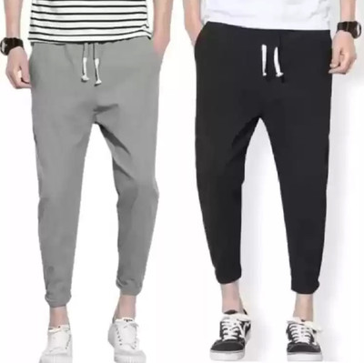 shopfast Solid Men Grey, Black Track Pants