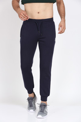 beUNIQ Solid Men Dark Blue Track Pants